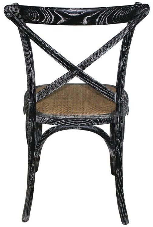  Bolero GG654 - Wooden Dining Chair with Cross Backrest Black Wash Finish (Box 2) 