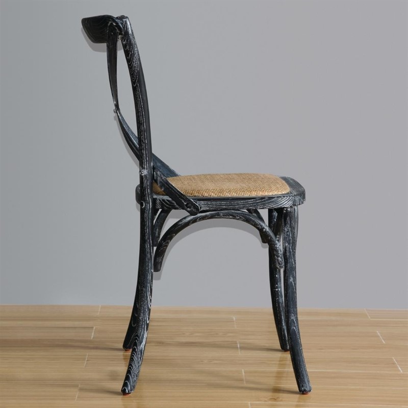  Bolero GG654 - Wooden Dining Chair with Cross Backrest Black Wash Finish (Box 2) 