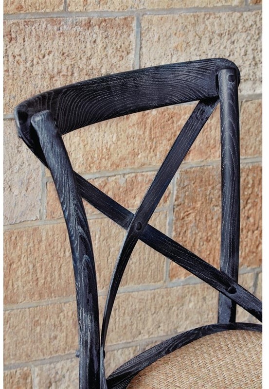  Bolero GG654 - Wooden Dining Chair with Cross Backrest Black Wash Finish (Box 2) 