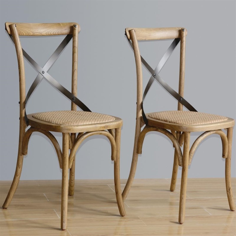  Bolero Natural Bentwood Chairs with Metal Cross Backrest (Pack of 2) 