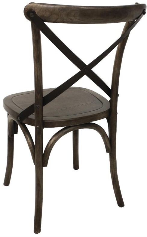  Bolero GG658 - Wooden Dining Chair with Metal Cross Backrest (Walnut Finish) (Pa 