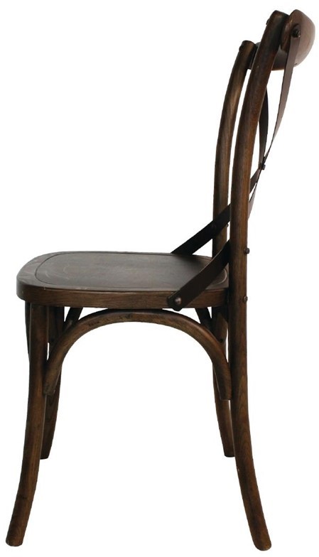  Bolero GG658 - Wooden Dining Chair with Metal Cross Backrest (Walnut Finish) (Pa 