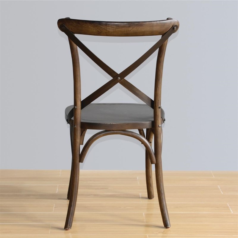  Bolero GG658 - Wooden Dining Chair with Metal Cross Backrest (Walnut Finish) (Pa 