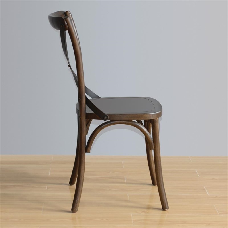  Bolero GG658 - Wooden Dining Chair with Metal Cross Backrest (Walnut Finish) (Pa 