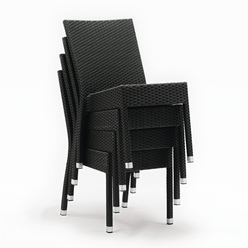  Bolero PE Wicker Side Chairs Charcoal (Pack of 4) 