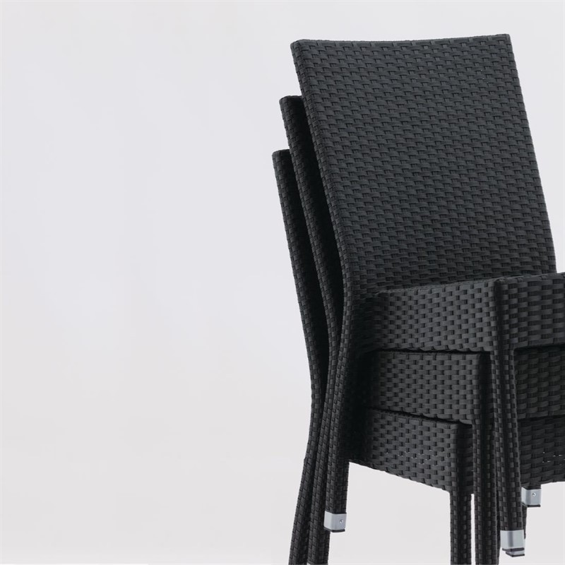  Bolero PE Wicker Side Chairs Charcoal (Pack of 4) 