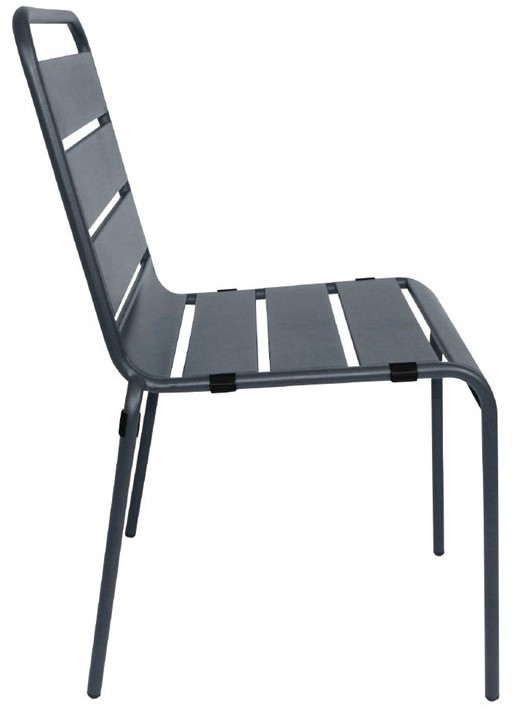  Bolero Slatted Steel Side Chairs Grey (Pack of 4) 