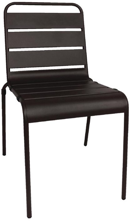  Bolero Black Slatted Steel Side Chairs (Pack of 4) 