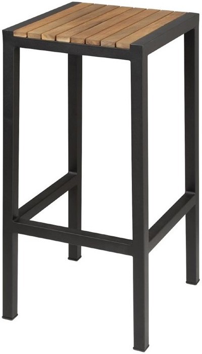  Bolero Black Steel & Acacia Wood Bar Stools (Pack of 2) 