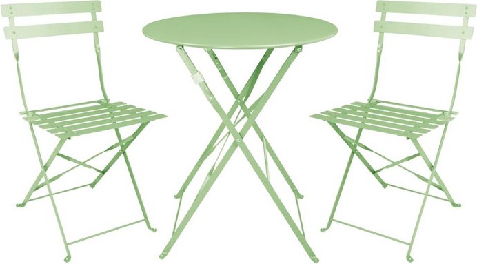  Bolero Pavement Style Steel Folding Chairs Light Green (Pack of 2) 