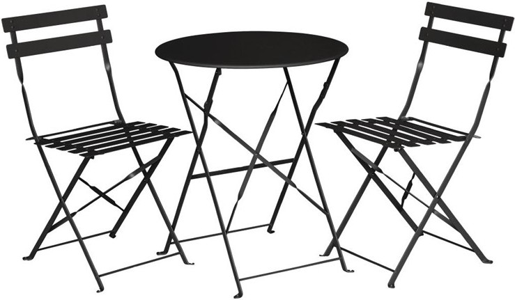  Bolero GH553 - Black Pavement Style Steel Chairs (Pack 2) 