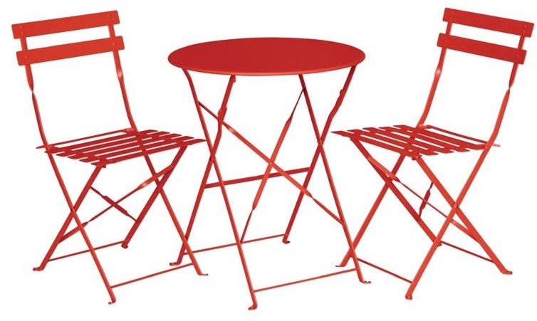  Bolero GH555 - Red Pavement Style Steel Chairs (Pack 2) 