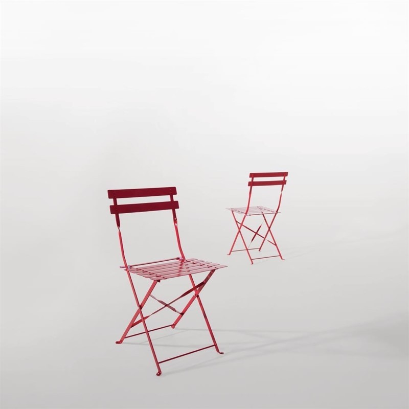  Bolero GH555 - Red Pavement Style Steel Chairs (Pack 2) 