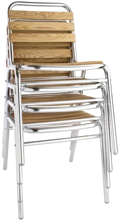  Bolero GK997 - Aluminium & Ash Bistro Sidechair (Pack 4) 