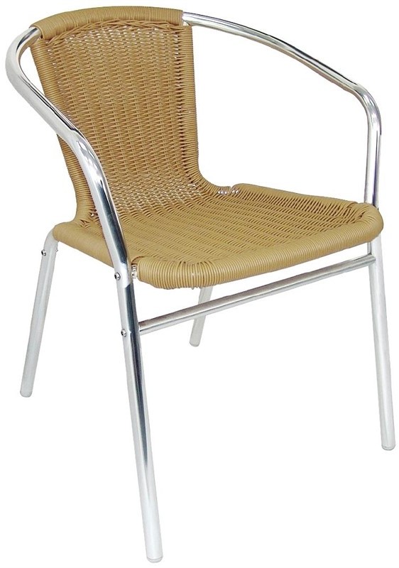  Bolero U422 - Wicker Chair with Aluminium Frame - Natural Finish (Pack 4) 