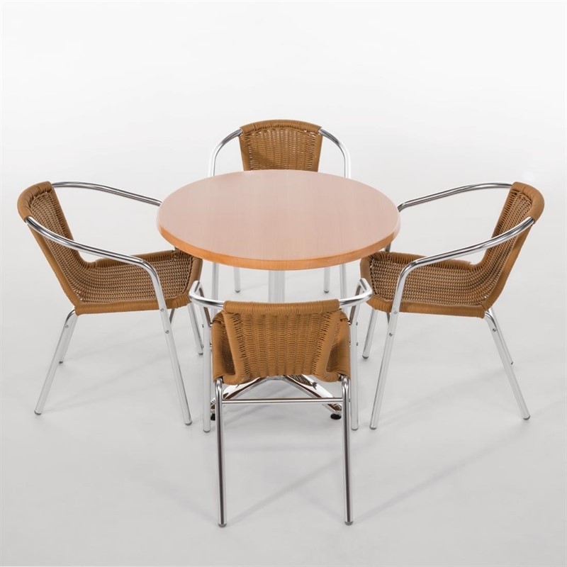  Bolero U422 - Wicker Chair with Aluminium Frame - Natural Finish (Pack 4) 