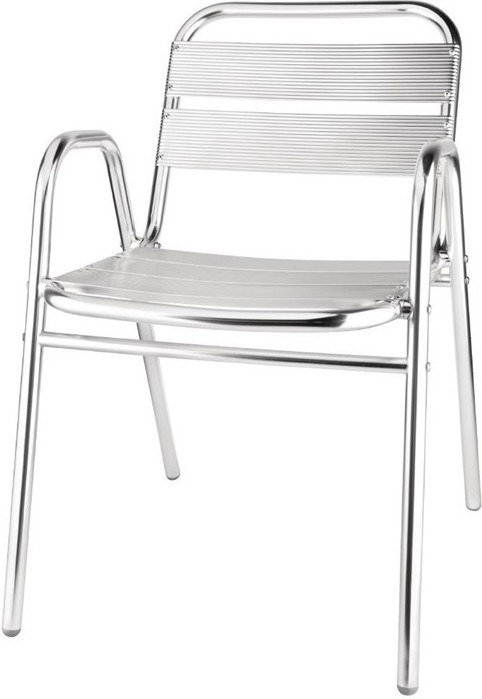  Bolero Aluminium Stacking Chairs Arched Arms (Pack of 4) 