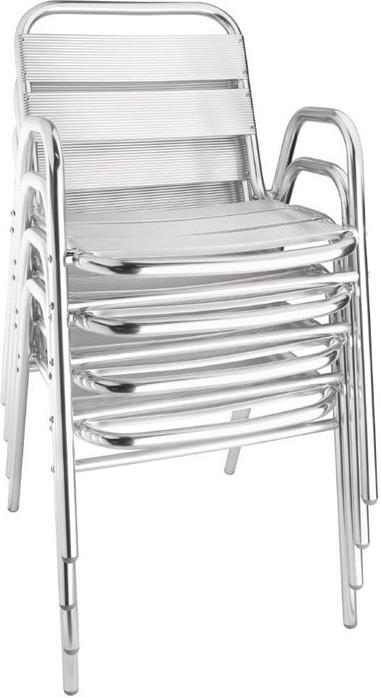  Bolero Aluminium Stacking Chairs Arched Arms (Pack of 4) 