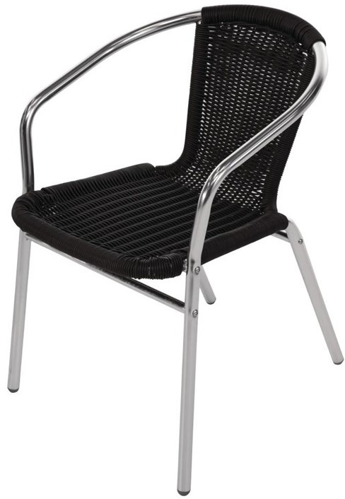  Bolero U507 - Wicker Chair with Aluminium Frame - Black Finish (Pack 4 