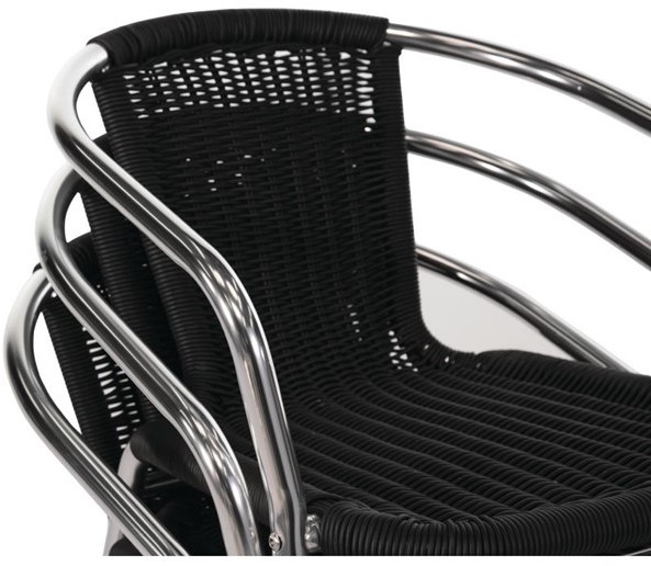 Bolero U507 - Wicker Chair with Aluminium Frame - Black Finish (Pack 4 
