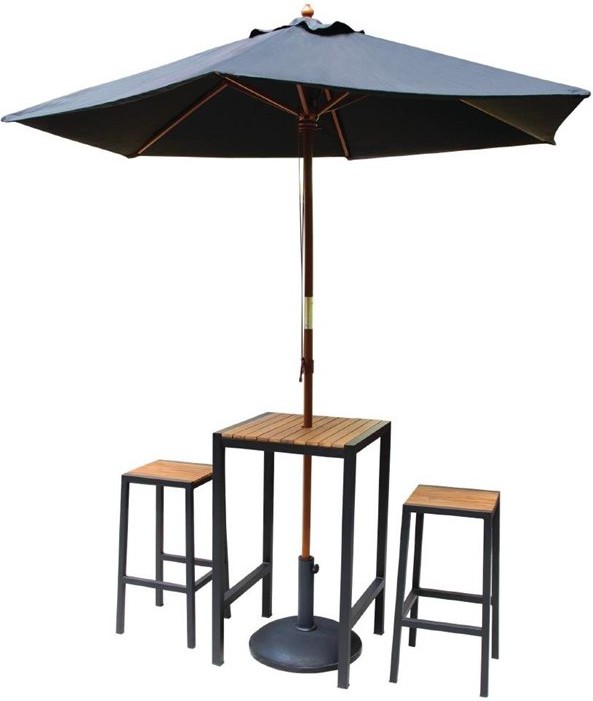  Bolero Square Steel and Acacia Bar Table 600mm 