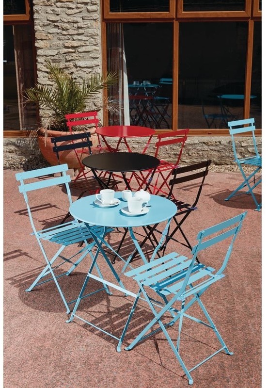  Bolero Black Pavement Style Steel Table 595mm 