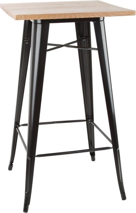  Bolero Bistro Bar Table with Wooden Top Black 