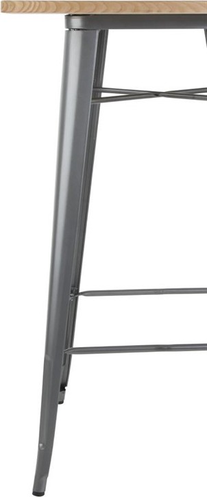  Bolero Bistro Bar Table with Wooden Top Gun Metal 