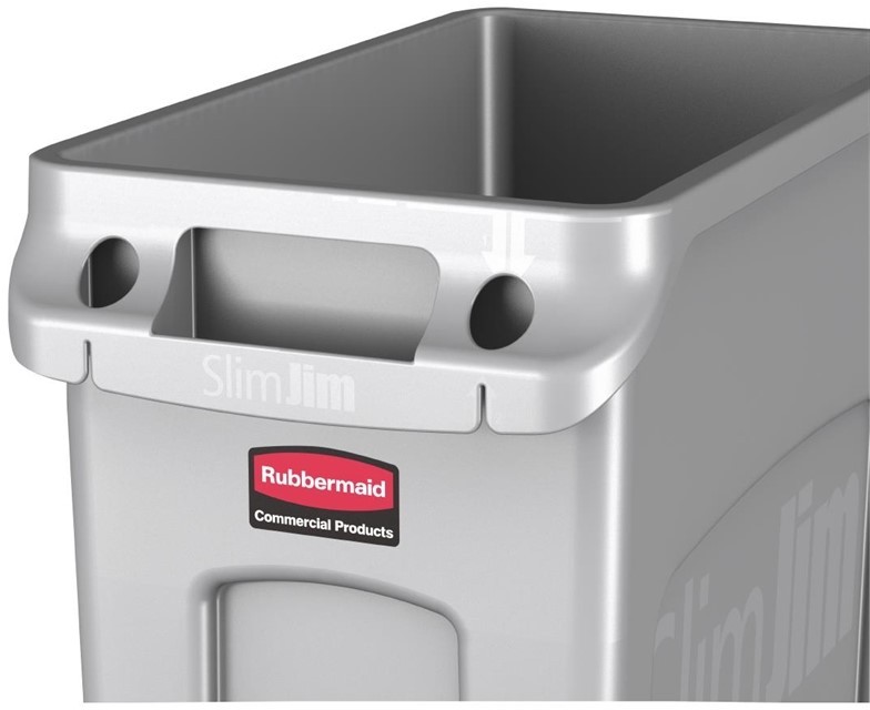  Rubbermaid Slim Jim Container With Venting Channels Grey 87Ltr 