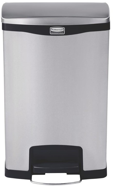  Rubbermaid Slim Jim Front Step on Pedal Bin Stainless Steel 50Ltr 