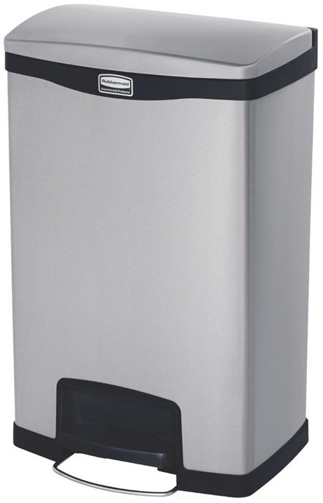  Rubbermaid Slim Jim Front Step on Pedal Bin Stainless Steel 50Ltr 