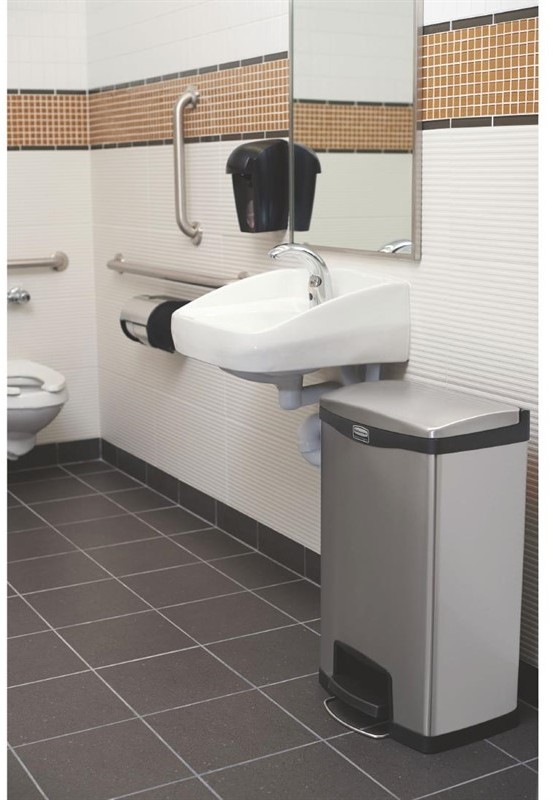  Rubbermaid Slim Jim Front Step on Pedal Bin Stainless Steel 50Ltr 