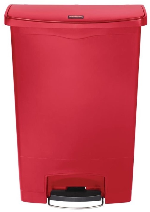  Rubbermaid Slim Jim Step on Front Pedal Red 90Ltr 