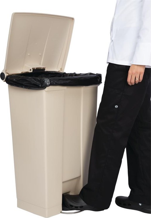  Rubbermaid Step On Pedal Bin Beige 87Ltr 