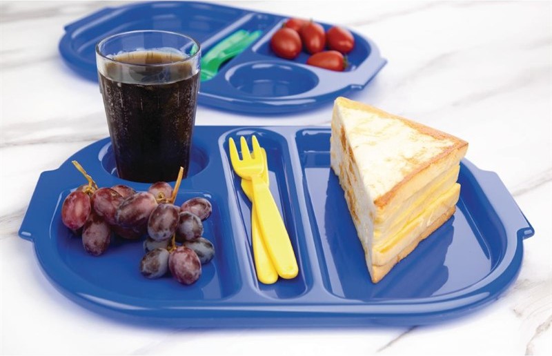  Kristallon Small Polycarbonate Compartment Food Trays Blue 322mm 