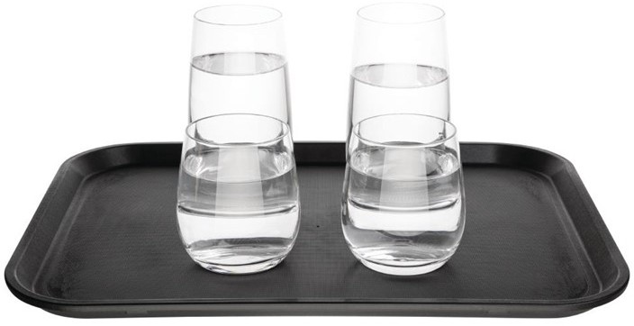 Kristallon Polypropylene Rectangular Non-Slip Tray Black 405mm 