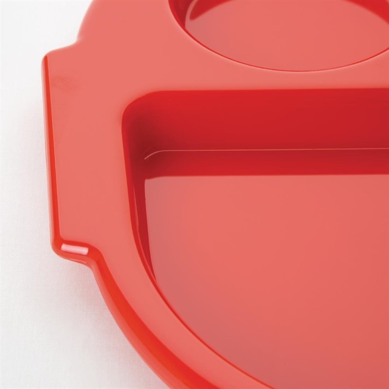  Kristallon Large Polycarbonate Compartment Food Trays Red 375mm 
