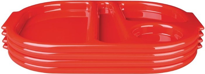  Kristallon Large Polycarbonate Compartment Food Trays Red 375mm 
