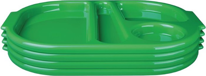  Olympia Kristallon Large Polycarbonate Compartment Food Trays Green 375mm 