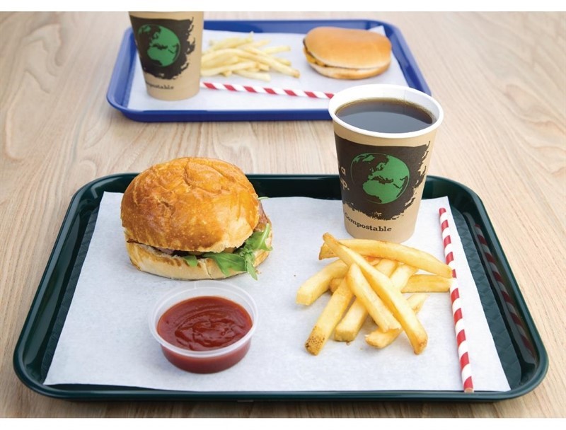  Kristallon Small Polypropylene Fast Food Tray Green 345mm 