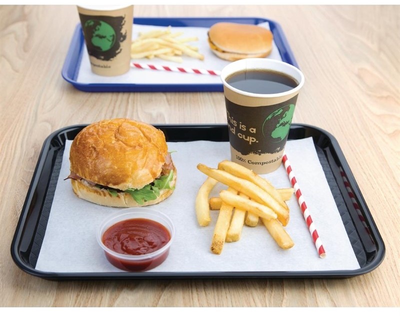  Kristallon Small Polypropylene Fast Food Tray Black 345mm 