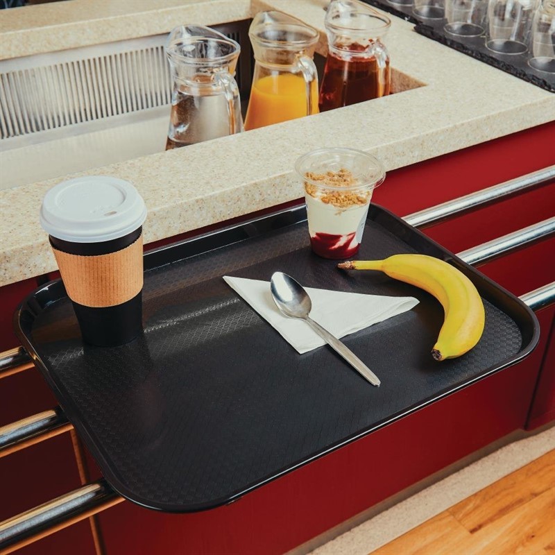  Kristallon Medium Polypropylene Fast Food Tray Black 415mm 