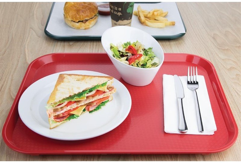  Kristallon Large Polypropylene Fast Food Tray Red 450mm 