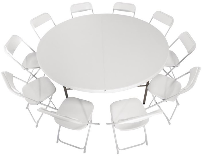  Bolero Round PE Centre Folding Table White 6ft (Single) 