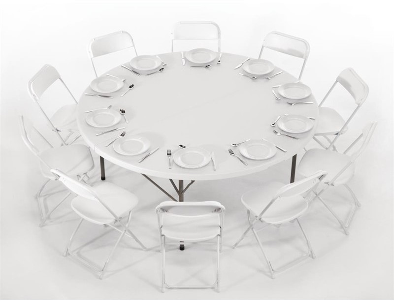  Bolero Round PE Centre Folding Table White 6ft (Single) 