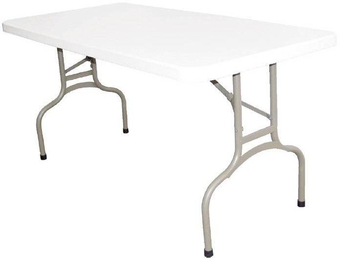  Bolero PE Rectangular Folding Table White 5ft (Single) 