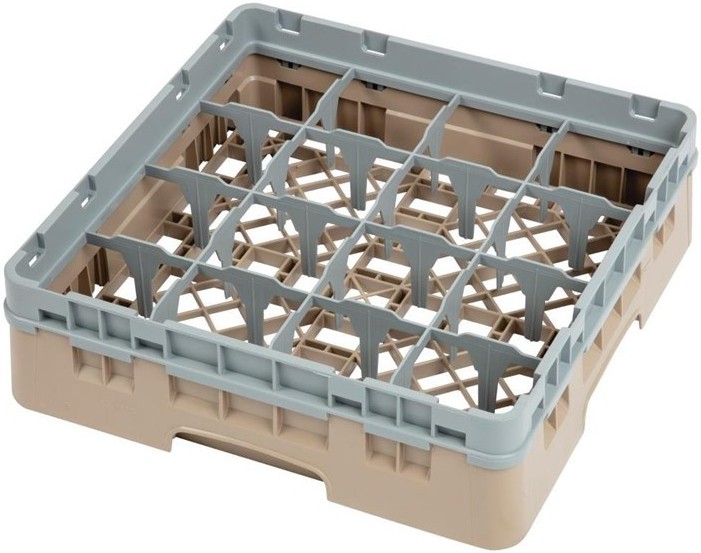  Cambro Camrack Beige 16 Compartments Max Glass Height 92mm 